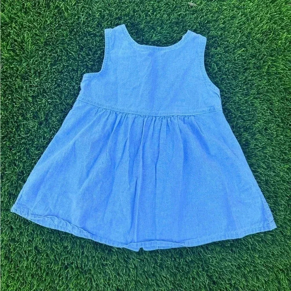 Vintage Kids Girls Honors Cotton Denim Floral Spring Jumper Dress Size 4T - Picture 3 of 6